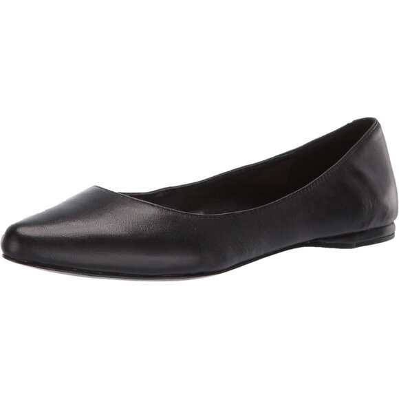 Nine West Women's Black Leather Closed Pointed Toe Speakup Ballet Flats Shoes - Picture 1 of 8